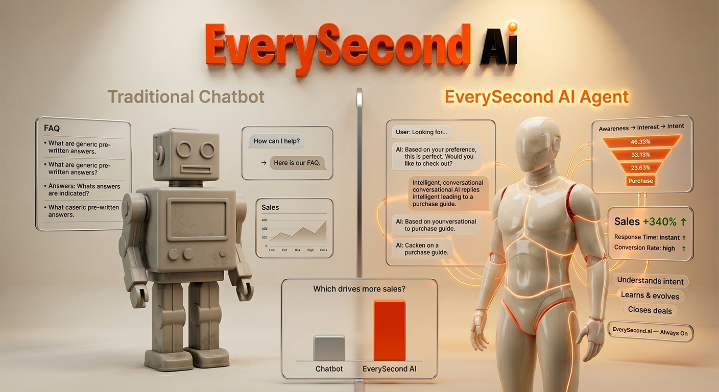 ايه الأفضل ايفري سكند EverySecond.ai ولا الشات بوت التقليدي؟ مين بيحقق مبيعات أكتر؟