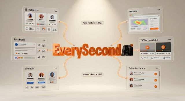 How does an AI agent automatically capture leads from social media platforms and websites?